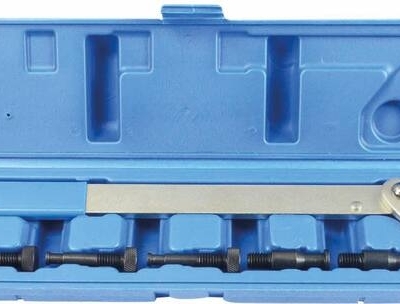 Llave ajustable para poleas de árbol de levas rango 40-235 mm, incluye adaptadores y tornillos, herramienta para taller