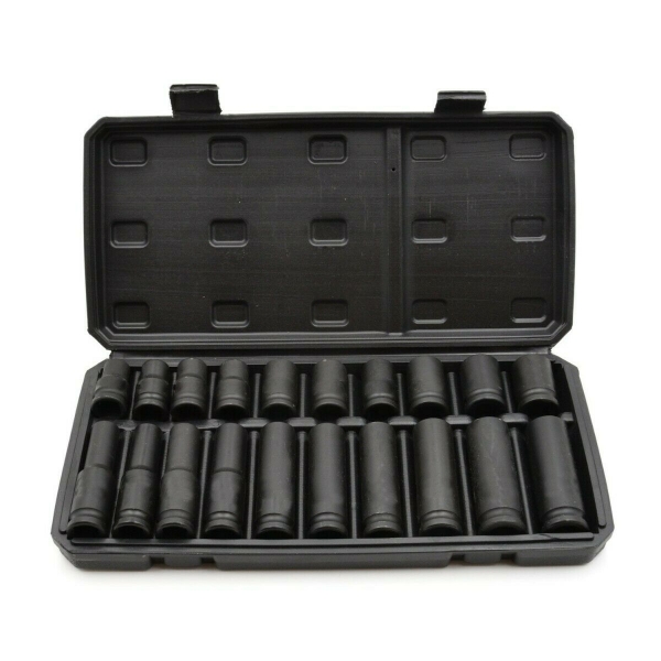 juego 20 vasos impacto largos y cortos de 10-19mm 1/2″ para llaves de impacto