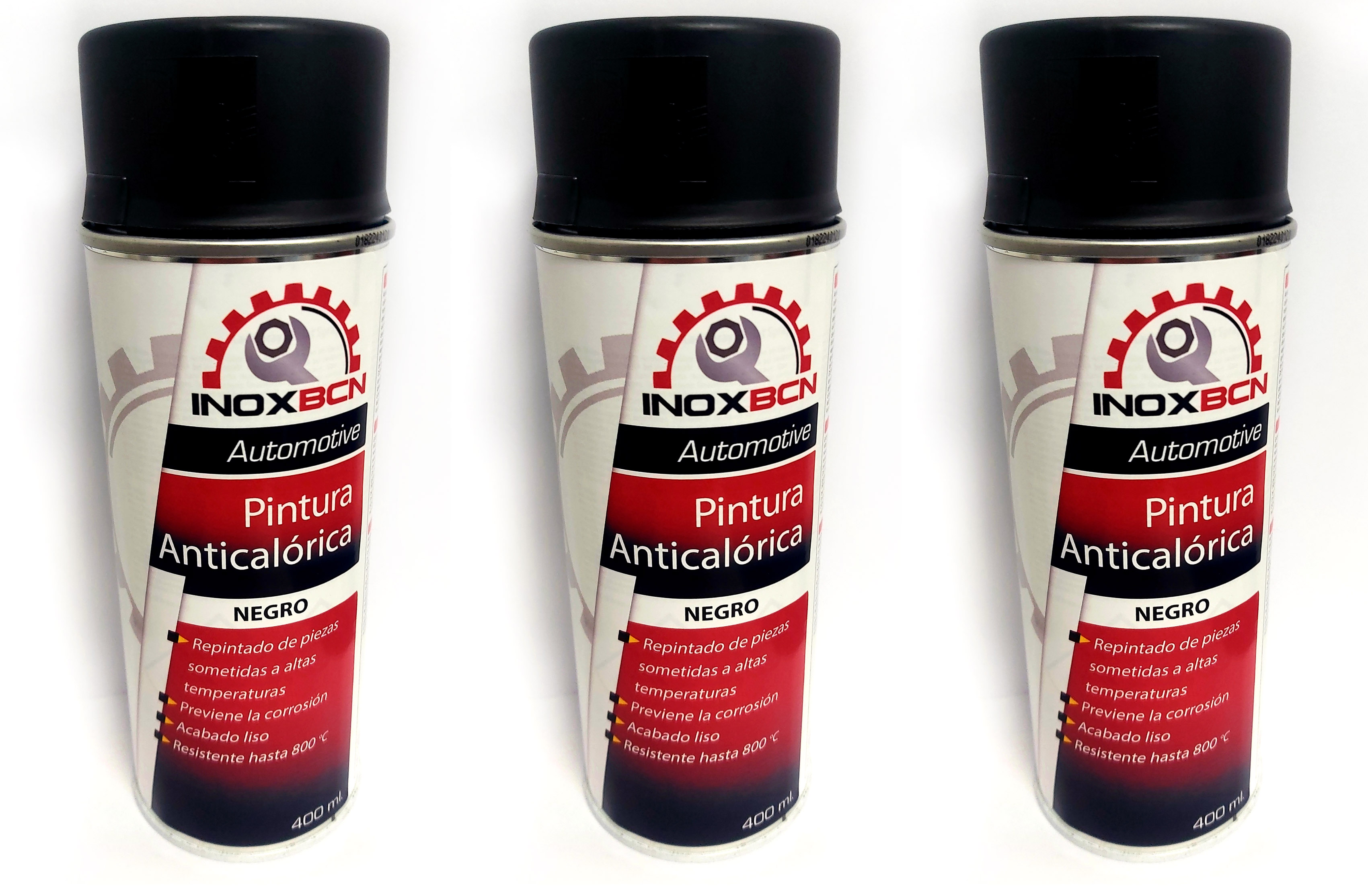 Inoxbcn Pack 3 spray pintura anticalorica 800º c negro 400ml - Inoxbcn