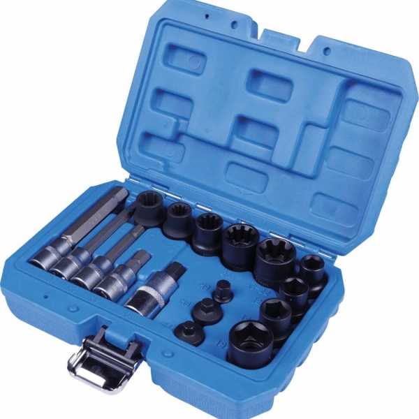 Juego de vasos y puntas para frenos caliper 17 pzas