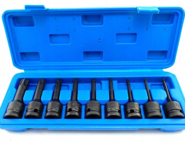 Juego llaves de vaso Torx de impacto 1/2" T20-T70