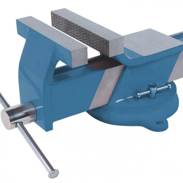 Tornillo de banco de acero 125 mm con yunque y base giratoria de 360°