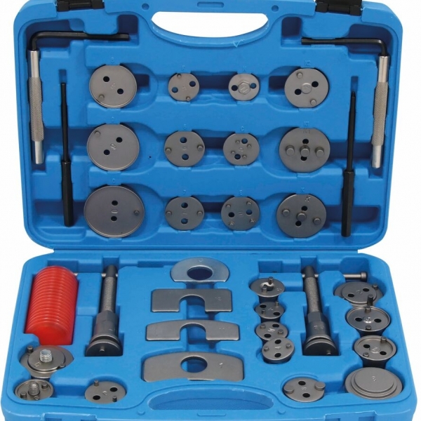 Kit reposicionador de pistones de freno 35 piezas con retractor y adaptadores
