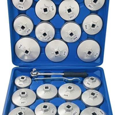 Juego de llaves,cazoletas para filtros de aceite de aluminio, kit herramientas para quitar filtros aceite 23 piezas